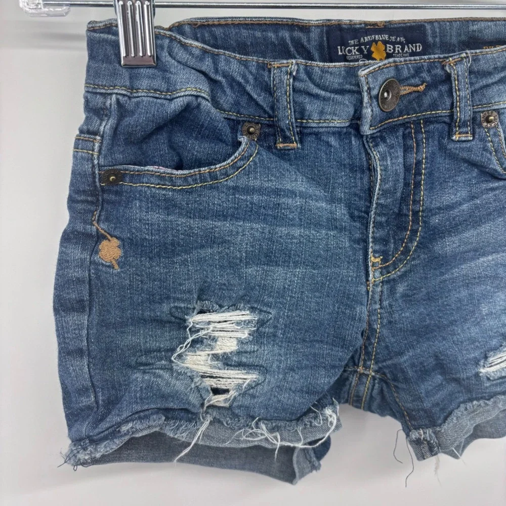 Lucky Brand Girls' Blue Denim Ripped Distressed Jean Shorts Size 8‎